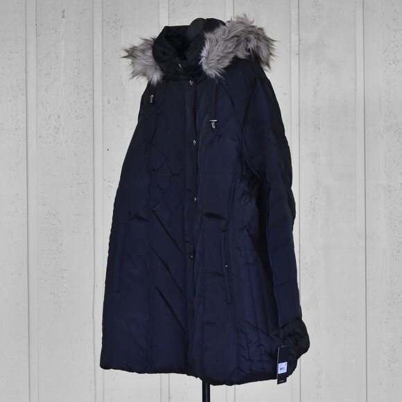 London Fog Womens Diamond Quilted Down Coat Parka Black size 3X New - Picture 8 of 13